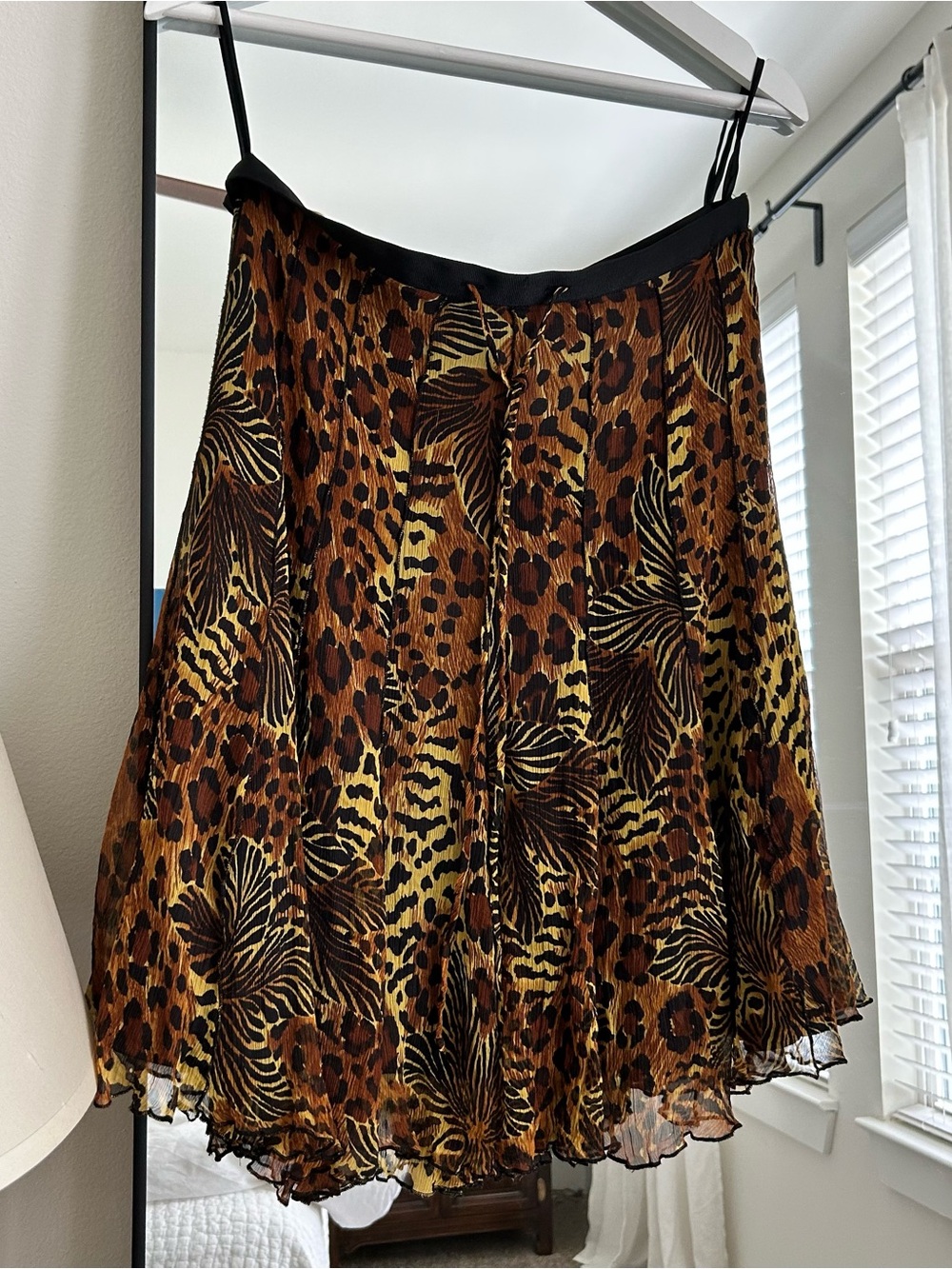 Vtg y2k animal print silk skirt